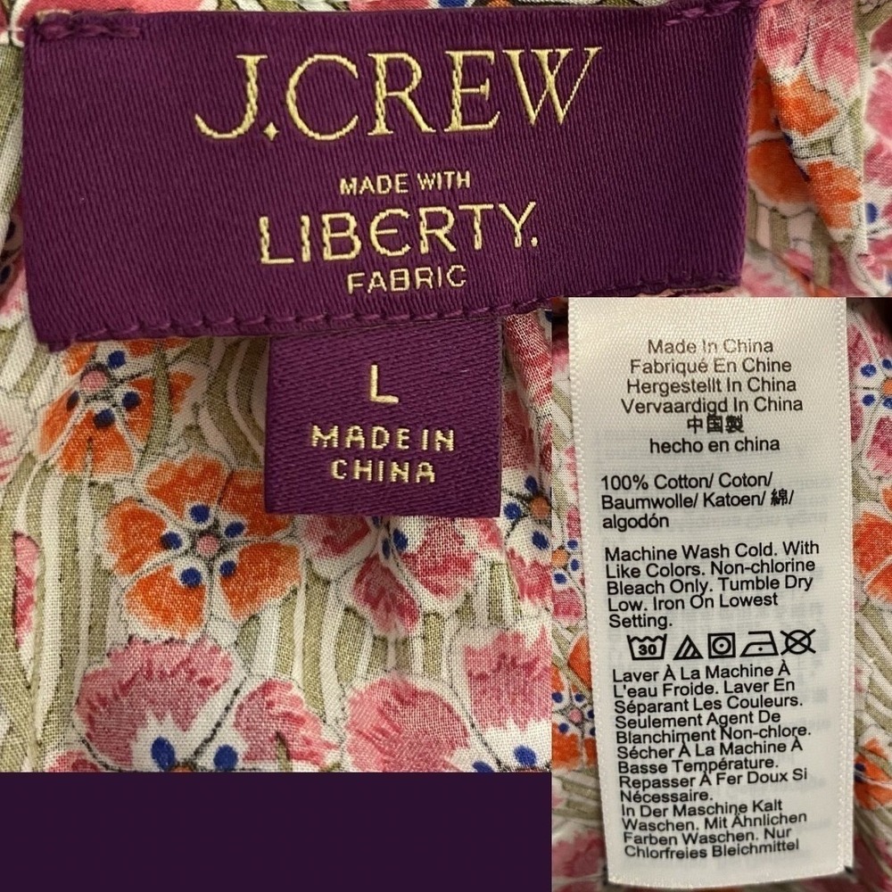 J. CREW Pink Floral Tie-Waist Halter Midi Dress L Liberty Ellie Organic Cotton - Picture 12 of 16